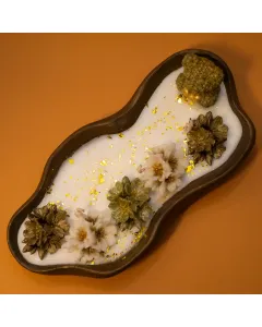 طبق شمعة هدية يدوي – 300 جم – بني | شمعة ديكور من شمع طبيعي