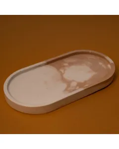 طبق حجري مصنوع يدويًا – بيج فاتح | طبق ديكور حرفي (فارغ)