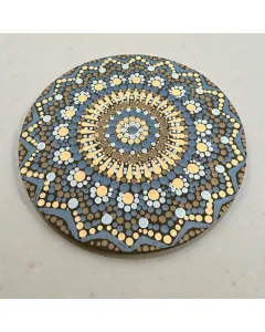 لوحة خشبية دائرية مزخرفة بفن الماندالا المنقطة – مصنوعة يدويًا (قطر 25 / 30 / 40 / 50 سم)