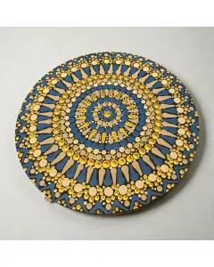 لوحة خشبية دائرية مزخرفة بفن الماندالا المنقطة – مصنوعة يدويًا (قطر 25 / 30 / 40 / 50 سم)