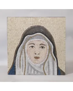 جدارية فسيفساء فاخرة من الحجر الطبيعي – 1 متر × 1 متر –  بتصميم حسب الطلب. مثالية للمساحات الواسعة.