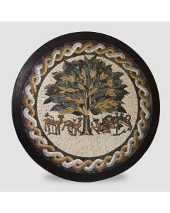 لوحة فسيفساء شجرة الحياة حجر طبيعي – قطر 35 سم