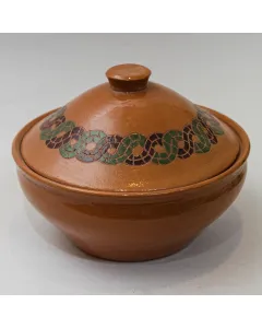 مضيفة خزفية يدوية للضيافة – قطر 30 سم – فن الموزاييك