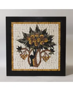 لوحة فسيفساء حجر شجرة الحياة بإطار خشبي – 30×30 سم