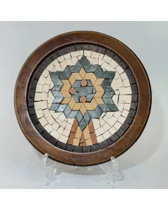 لوحة فسيفساء حجر يدوية دائرية – قطر 15 سم