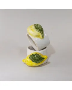 Handmade Ceramic Lemon Ring Art Piece – Mosaic Art – Palm Size