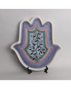 صحن خزفي يدوي على شكل كف – قياس 35 سم – فن الموزاييك