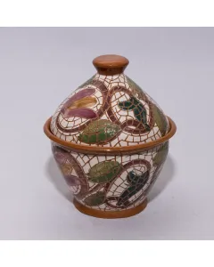 علبة خزفية يدوية لتخزين السكر أو الشاي – فن الموزاييك