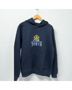 هودي شتوي كحلي مطرز يدويًا – قطن مخلوط، مقاسات S–XXL