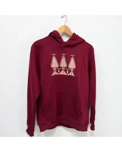 هودي شتوي خمري مطرز يدويًا – قطن مخلوط، مقاسات S–XXL