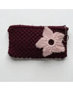 محفظة مكرميه كبيرة مصنوعة يدويًا من خيوط عالية الجودة – 20 × 10 سم