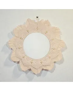 مرآة مكرميه مصنوعة يدويًا من خيوط عالية الجودة – قطر 40–45 سم