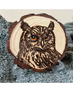 قطعة ديكور خشبية فنية محفورة يدويًا | The Owl | ١٢ × ١٣ سم