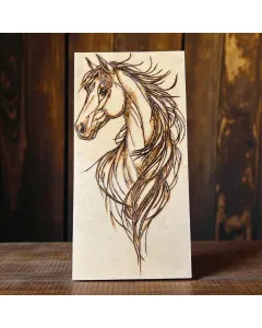 ديكور خشبي جداري محفور يدويًا | رسمة الخيل | ١٠ × ٢٠ سم