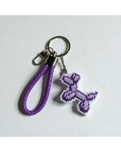 ميدالية جلد مع تعليقة مطرزة شكل بالون كلب – ٥×٤ سم