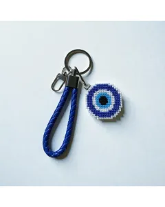 ميدالية جلد مع تعليقة مطرزة شكل عين زرقاء – ٣٫٥×٣٫٥ سم