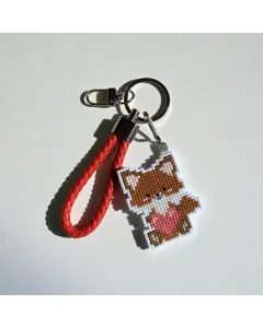 ميدالية جلد مع تعليقة مطرزة شكل ثعلب – ٥×٤٫٥ سم