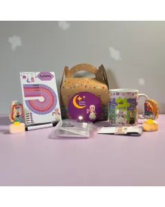 صندوق رمضان للأطفال للبنات – طقم 5 قطع (متتبع + مج (كوب) + قاعدة كوب + فاصل كتاب + دفتر صدقة)