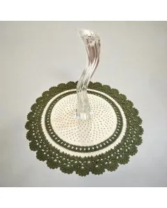 مفرش طاولة جانبية دائري كروشيه يدوي – قطن (قطر 60 سم قابل للتخصيص)