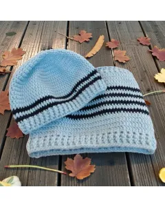 Handmade Kids Winter Set – Crochet Hat & Scarf (Light Blue, Custom Sizes & Colors)