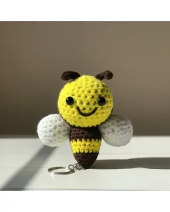 Handmade Crochet Bee Keychain – 12cm Amigurumi, Cotton & Acrylic