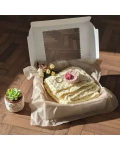 شال كروشيه مستطيل بيج (أوف وايت) – 170×45 سم