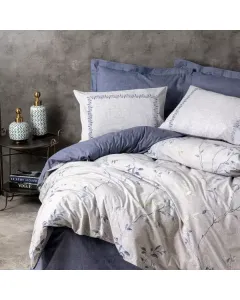 نوفا هوم "Nitsa" طقم وجه لحاف - 100% قطن - مجوز/مجوز كبير - 4 قطع - أزرق متوفر في ذا سكاوت - عمّان، الأردن