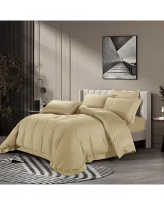 نوفا هوم "Lyocell" طقم وجه لحاف - قطن 100% ، 200 خيط لكل انش مربع - مجوز/مجوز كبير - 6 قطع - ذهبي متوفر في ذا سكاوت - عمّان، الأردن