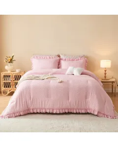 Nova Home Mary Clipped Jacquard Comforter Set - Pink (Available In Sizes)