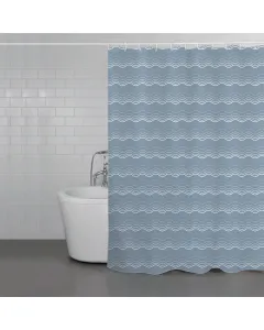 Weva Delicate Waves Water Proof Shower Curtain - 180x200 Cm - Blue Fog