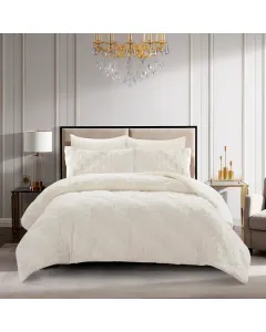 Nova Home Alibina Winter 3D Jacquard Rabbit Fur Comforter Set - Single/Twin - White