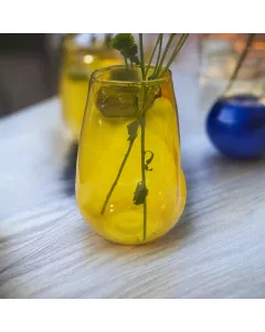 Squished Recycled Colored Vase - Yellow