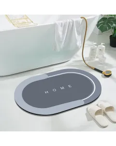 نوفا هوم "Oval Home" أرضية مطبخ/حمام جلد بامتصاص عالي وخلفية مطاط - 50x80 سم - رمادي متوفر في ذا سكاوت - عمّان، الأردن