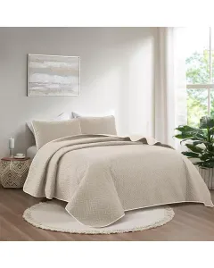 Nova Home "Cross" Bed Spread Set - 3 Pcs - Twin - Taupe & Ivory available at The Scout - Amman, Jordan