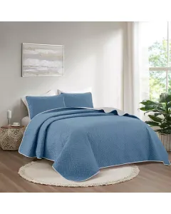 Nova Home "Cross" Bed Spread Set - 3 Pcs - Twin - Silver & Blue available at The Scout - Amman, Jordan