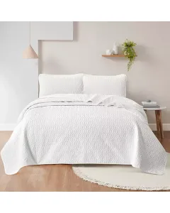 Nova Home "Cross" Bed Spread Set - 3 Pcs - Twin - White & White available at The Scout - Amman, Jordan
