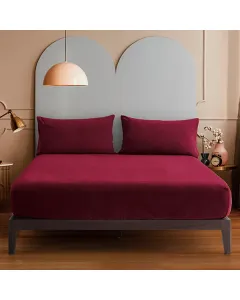 Nova Home WarmFit Winter Microfleece Fitted Sheet Set - Queen - 3 Pcs - Burgandy (Available in Sizes) available at The Scout - Amman, Jordan