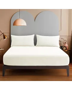 Nova Home WarmFit Winter Microfleece Fitted Sheet Set - King/Super King - 3 Pcs - Ivory (Available in Sizes) available at The Scout - Amman, Jordan