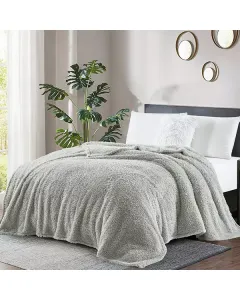 Nova Home Fur Fluffy Blanket - Grey (Available in Sizes) available at The Scout - Amman, Jordan