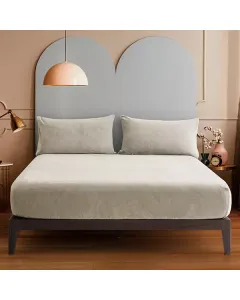 Nova Home WarmFit Winter Microfleece Fitted Sheet Set - Beige (Available in Sizes) available at The Scout - Amman, Jordan