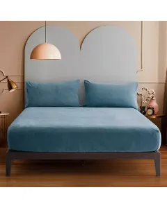 Nova Home WarmFit Winter Microfleece Fitted Sheet Set - Blue (Available in Sizes) available at The Scout - Amman, Jordan