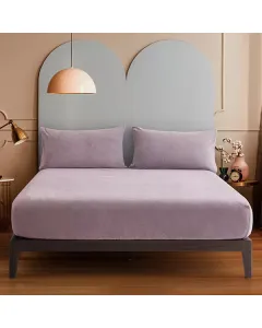 Nova Home WarmFit Winter Microfleece Fitted Sheet Set - Purple (Available in Sizes) available at The Scout - Amman, Jordan