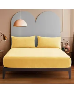 Nova Home WarmFit Winter Microfleece Fitted Sheet Set - Yellow (Available in Sizes) available at The Scout - Amman, Jordan