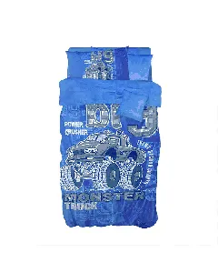 Image of "Nova Home Monster Truck Printed Velvet Flannel Winter Comforter Set - Single/Twin - 5 Pcs - Blue " from TheScout Marketplace