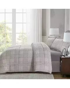 Nova Home Sketch Winter Printed Flannel Comforter Set - King/Super King - 4 Pcs - Grey available at The Scout - Amman, Jordan