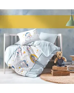 نوفا هوم "Bear" طقم وجه لحاف للبيبي - 100% قطن -  4 قطع - أزرق متوفر في ذا سكاوت - عمّان، الأردن