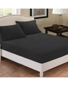 فيلدكريست طقم شرشف مطاط بتصميم سادة - 100% قطن - 220 خيط لكل انش مربع - مفرد\مفرد كبير - 2 قطعة - أسود متوفر في ذا سكاوت - عمّان، الأردن