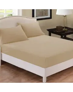 فيلدكريست طقم شرشف مطاط بتصميم سادة - 100% قطن - 220 خيط لكل انش مربع - بني فاتح (متوفر بعدة مقاسات) متوفر في ذا سكاوت - عمّان، الأردن