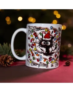 مج (كوب) القطة الكريسماسية المرحة – ٣٢٥ مل بطباعة ثنائية الأبعاد بتأثير ثلاثي الأبعاد