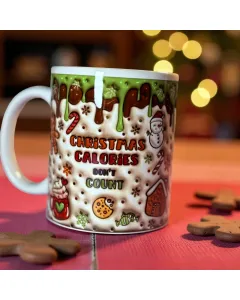 مج (كوب) "سعرات العيد لا تُحسب" – ٣٢٥ مل بطباعة ثنائية الأبعاد بتأثير ثلاثي الأبعاد